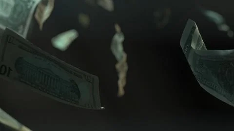 Falling Dollar banknotes. Dollar bills falling rain Stock Illustration