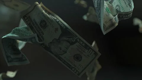 Falling Dollar banknotes. Dollar bills falling rain Stock Illustration