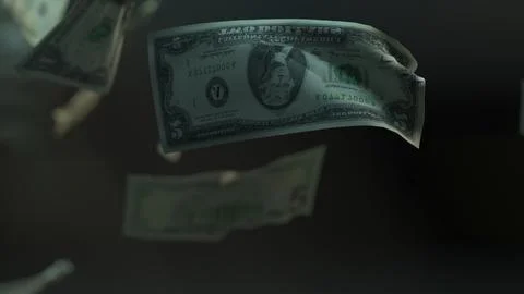 Falling Dollar banknotes. Dollar bills falling rain Illustration