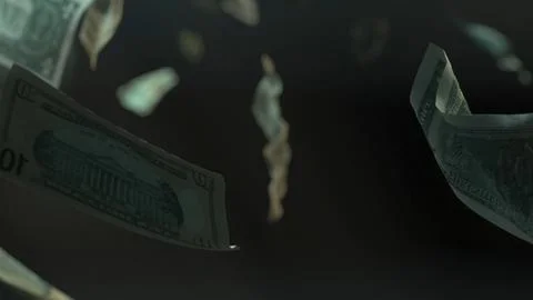 Falling Dollar banknotes. Dollar bills falling rain Stock Illustration