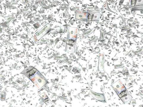 Falling dollar banknotes isolated on white background Stock Illustration