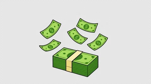 Falling Dollar Banknotes on Money Stack Animation Stock Footage 336383557