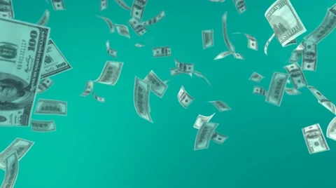 Falling Dollar on a Blue Background HD Video stock 68774053