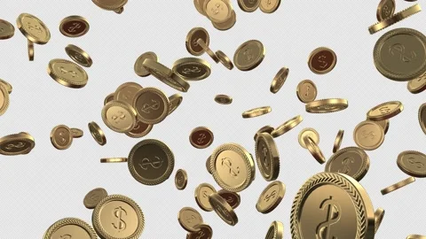 Falling Dollar Coins With Alpha Channel Stock Footage 274671245