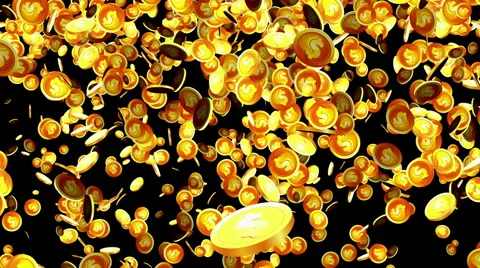 Falling Dollar Coins With Alpha Mask Видео 58033415