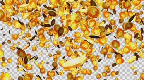 Falling Dollar Coins With Alpha Mask Stock Footage 58034341