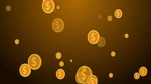 Falling dollar coins dark gradient background animation Stock Footage 334760774