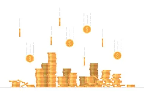 Falling dollar coins vector illustration in flat style Stock Illustration