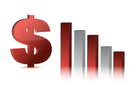 Falling dollar currency business graph illustration Stock Illustration