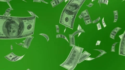Falling Dollar on a Green Background HD Stock Footage 68772148