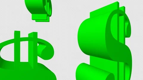 Falling Dollar Green Sign Animation Transparent Background Motion Graphics Loop Stock Footage 276445273
