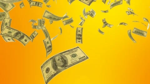 Falling Dollar on a Orange Background Video stock 68773232