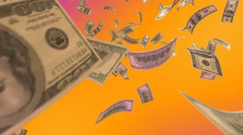 Falling Dollar on a Pink and Orange Background Vídeos de archivo 68776360