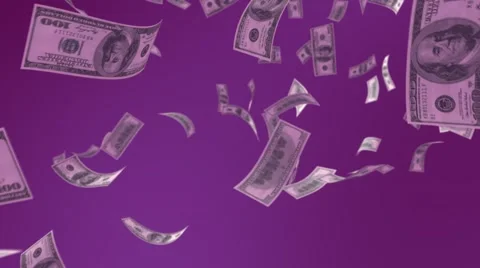 Falling Dollar on a Purple Background HD Stock Footage 68771198