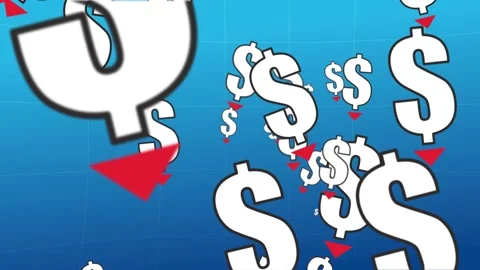 Falling dollar rate.  Looped animation. Stock Footage 147173846