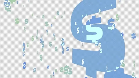 Falling Dollar Sign Animation Transparent Background Vector Motion Graphics Loop Stock Footage 240104686