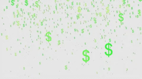 Falling Dollar Sign Animation Transparent Background Vector Motion Graphics Loop Stock Footage 240412329