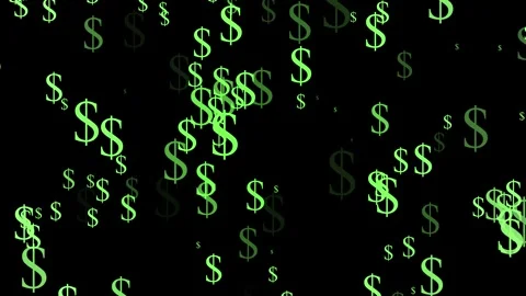 Falling dollar signs on dark background animation Stock Footage 334953747
