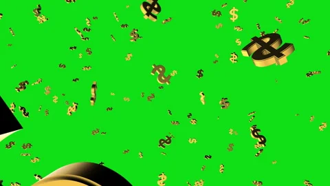 Falling dollar signs or money golden rain motion background. Loop. Green sc.. Stock Footage 340239355