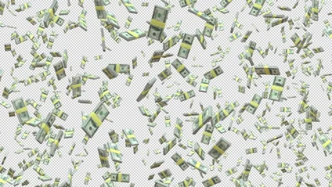 Falling dollars - 3d render looped with alpha channel. Video stock 167533698