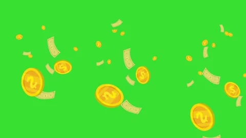 Falling Dollars and Gold Coins for Financial Success Animation 4K Stock Footage 332187034