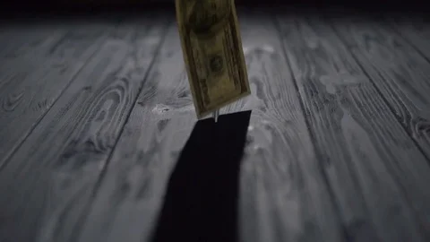 Falling Dollars Banknotes on Blue Table Stock-Footage 70156061