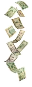 Falling dollars Foto stock