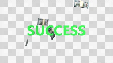 Falling dollars success text – 3d render looped with alpha channel. Stock Footage 337317301