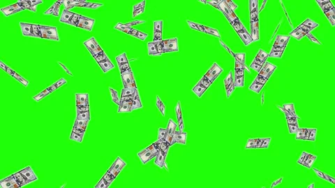 Falling dollars from top to bottom with a swaying effect. Green screen. Stock Footage 308101173