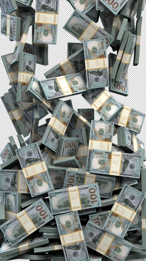 Falling dollars transition – 3d render with alpha channel. Stock Footage 275825079