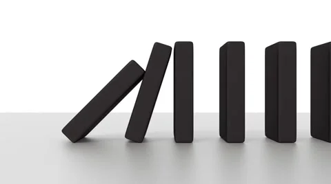 Falling Dominoes on Desk with White Background 3D Animation Stock Footage