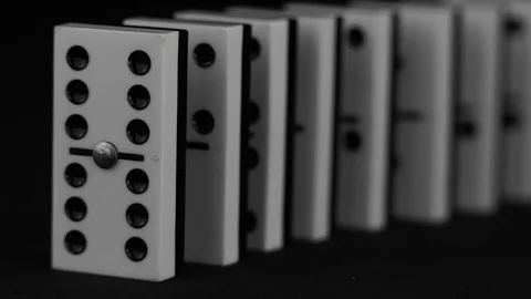 Falling dominoes. Stock Footage 124643537