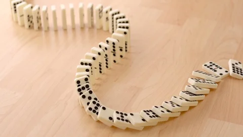 Falling dominos, Slow Motion Stock Footage 85653878