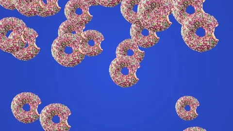 Falling donuts blue screen loop animation Vídeos de archivo 342289351