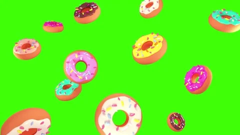 Falling donuts on green screen Stock Footage 245985656