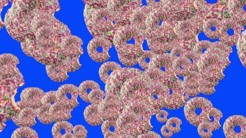 Falling donuts with sprinkles blue screen loop animation Stock Footage 342288968