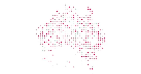 Falling Dots Create Map of Australia Stock Footage 312347999