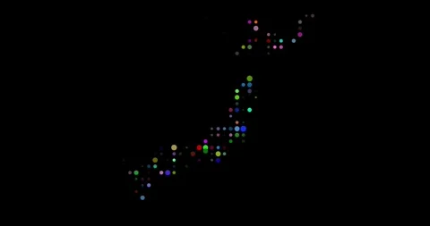 Falling Dots Reveal Map of Japan Stock Footage 312471762