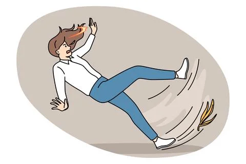 Falling down and slippery floor concept Illustrazione stock