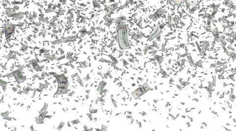 Falling down banknotes isolated on white background Illustrazione stock