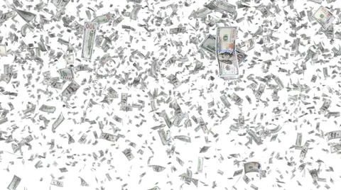 Falling down banknotes isolated on white background Stockillustratie