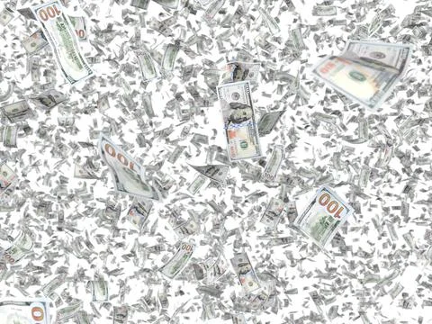 Falling down banknotes isolated on white background Stockillustratie