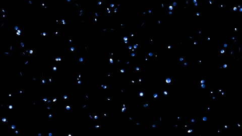 Falling down blue confetti on black background With Matte Channel Stock Footage 279874974