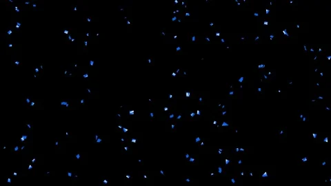 Falling down blue confetti on black background With Matte Channel Stock Footage 279875011