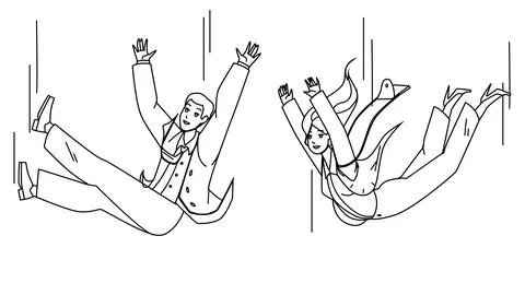 Falling Down Business People Man And Woman Vector Stock Illustration