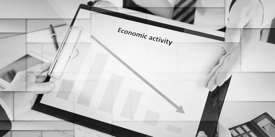 Falling down of economic activity, geometric pattern Stock Photos