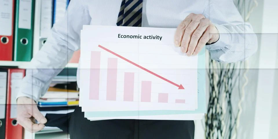 Falling down of economic activity, geometric pattern Stock Photos