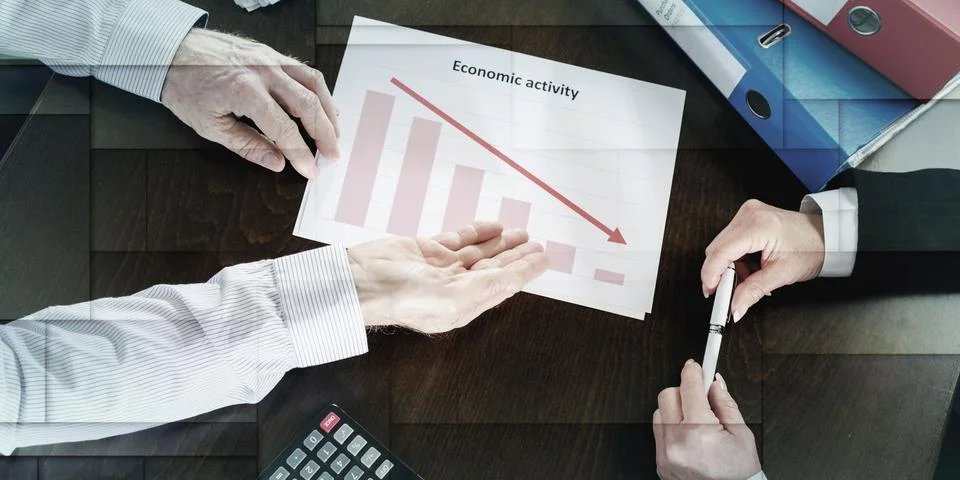 Falling down of economic activity, geometric pattern Stock Photos