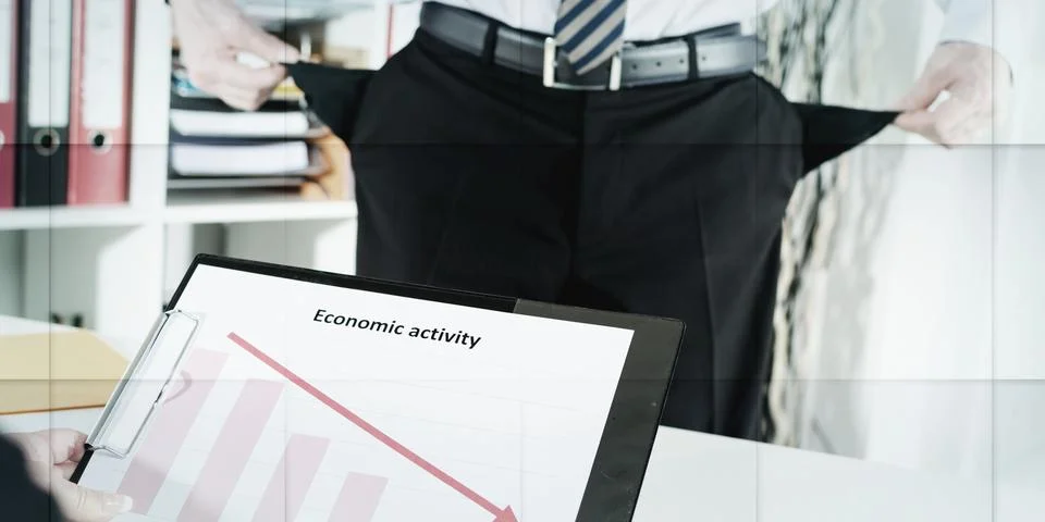 Falling down of economic activity, geometric pattern Stock Photos