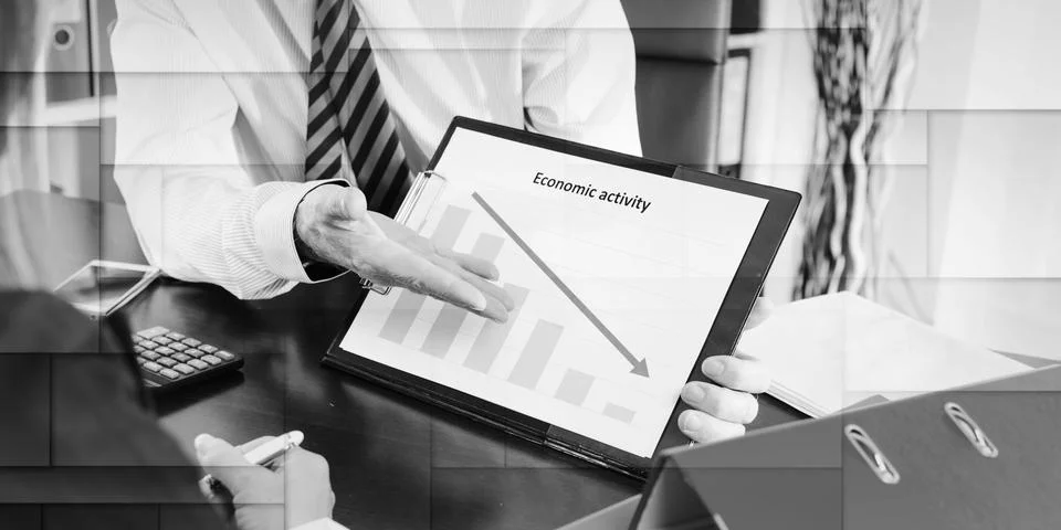 Falling down of economic activity, geometric pattern Stock Photos